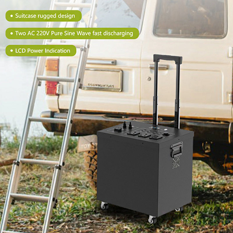 Máy phát điện mặt trời di động cho cắm trại, 2500Wh Lifepo4 Nhà máy điện di động